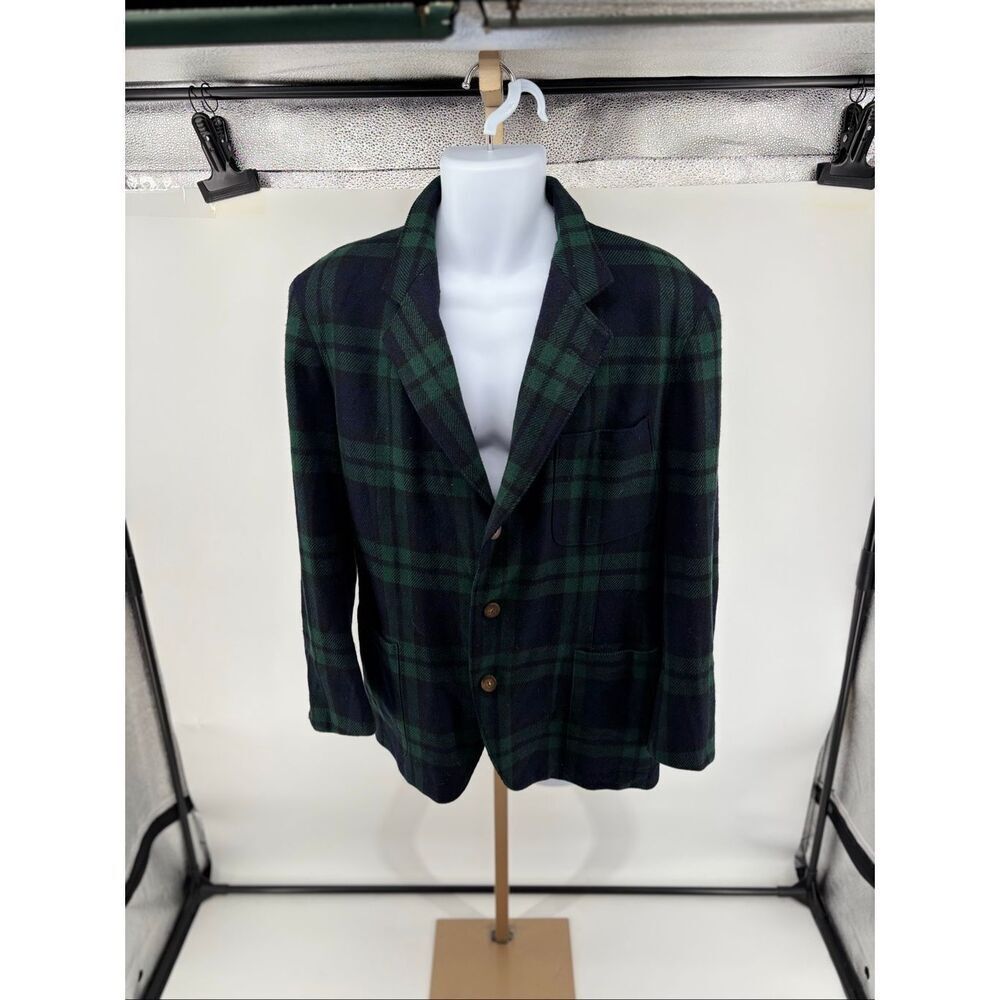 Vintage Southwick Blackwatch Wool Blazer Leather Elbow Patch 40R USA Made